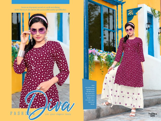 Padma 6 Fancy Festive Wear Rayon Printed Designer Kurtis With Skirt Collection
