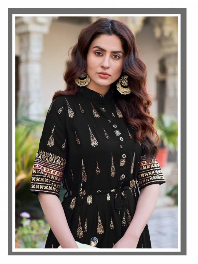 VEE FAB GOLD FISH VOL-1 Latest Fancy Festive Wear Designer Rayon With Gold Printed Kurtis Collection
