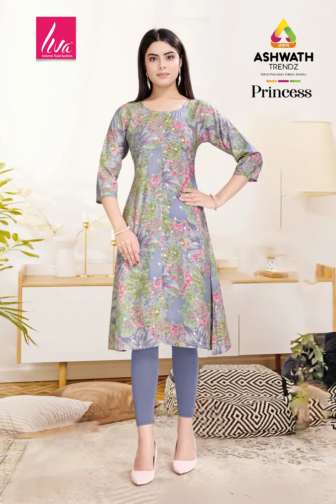 Princess Stylish Chanderi Foil Printed Kurti Wholesale Price In Surat