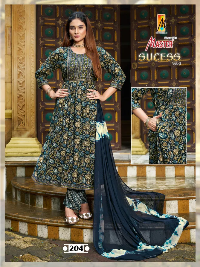 Sucess Vol 2 By Master Rayon Foil Printed Kurti With Bottom Dupatta Suppliers In India