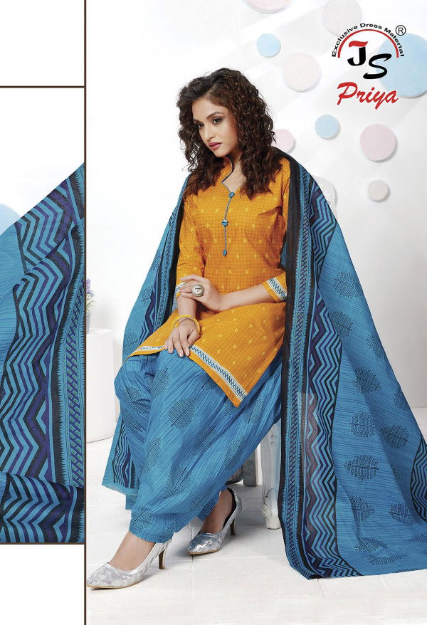 Js Priya Gulzar 6 Fancy Regular Wear Pure Cotton Designer Dress Material Collection
