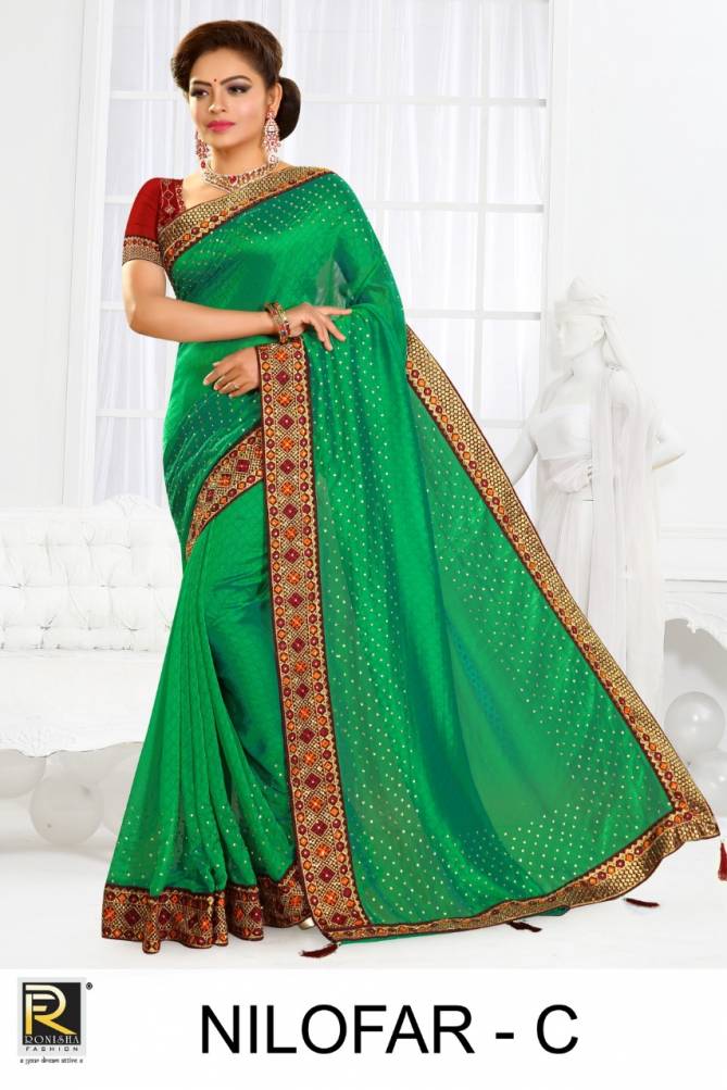 Ronisha Nilofar Latest Diamond Silk Designer Festive Wear Beautiful Design Lace Border Saree Collection 