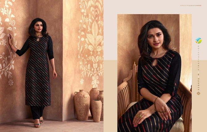 VINAY FASHION LIGHTNING VOL-4 Latest Fancy Festive Wear Pure Viscose Dola Jacquard With Minakari Work Heavy Kurti With Palazzo Collection