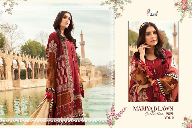 Shree Mariya B Lawn Collection 2021 Vol 2 Latest Fancy Festive Wear Pure Lawn Worked Pakistani Salwar Suits Collection
