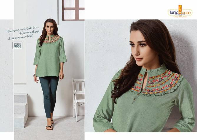Latest Ladies Rayon Short Tops Collection With Embroidery Work