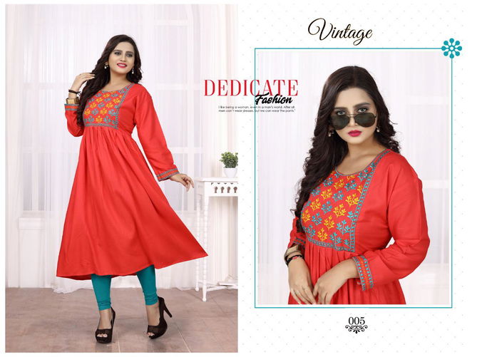 Aagya Vintage 2 Latest Fancy Ethnic Wear Designer Rayon Flair Kurti Collection
