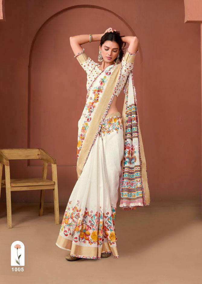 Vellai By Stavan White Handloom Linen Daily Wear Saree Wholesalers In Delhi