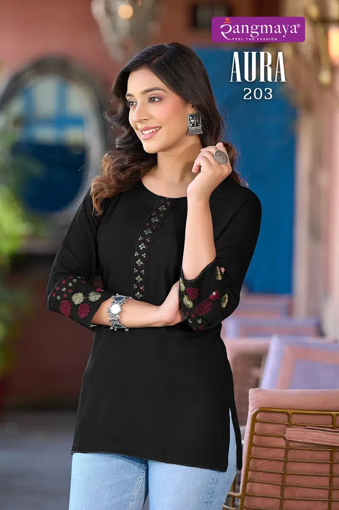 Aura Vol 2 By Rangmaya Rayon Tunic Ladies Top Exporters In India