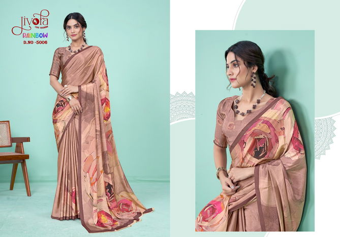 Ranibow By Jivora Crepe Digital Printed Daily Wear Saree Exporters In India