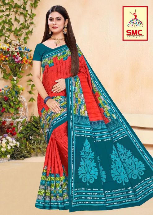 Smc Priyalaxmi Fancy Regular Wear Cotton Printed Designer Saree Collection