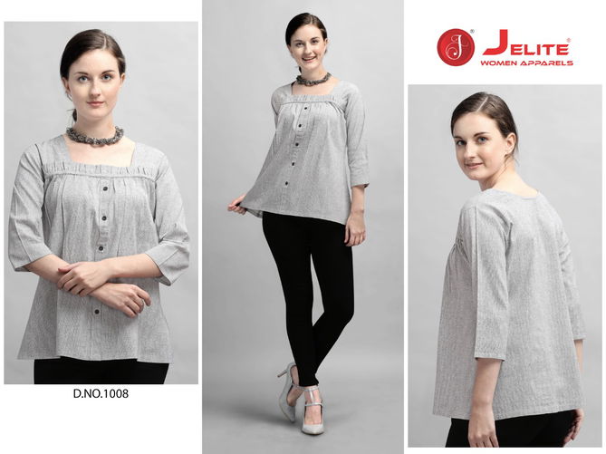 Jelite Carnation 2 Stylish Western Regular Wear Heavy Cotton crepe Ladies Top Collection
