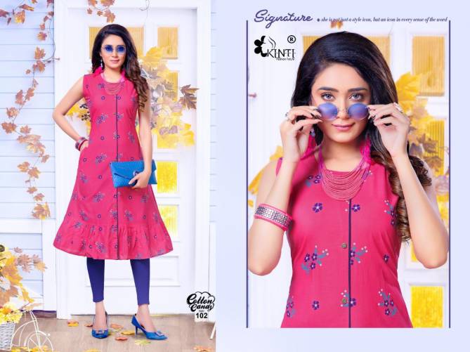 Kinti Cotton Candy 1 A Latest Fancy Designer Ethnic Wear Line Cambric Cotton Printed Kurti Collection
