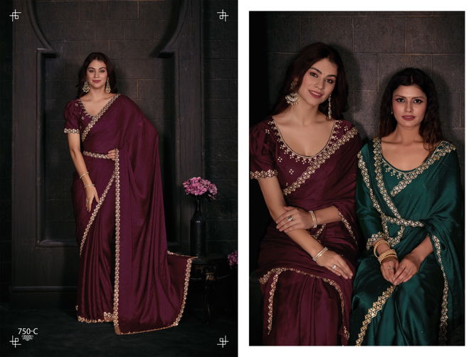 Mehek 750 A TO F Pure Satin Chiffon Party Wear Saree Wholesale Online