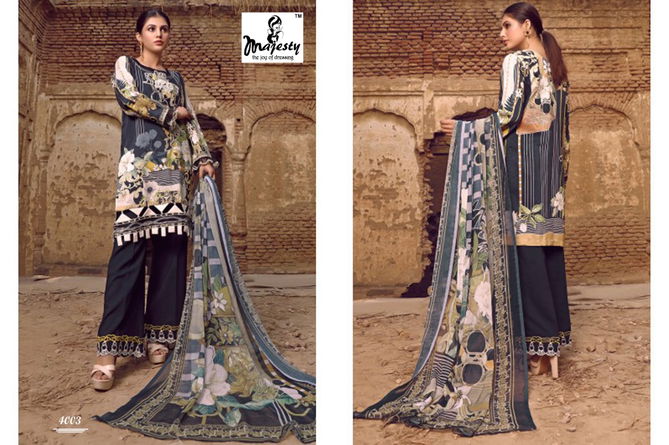 Majesty Firdous Vol 4 Latest Jam Silk Cotton Digital Printed With Patch Embroidery Pakistani Salwar Suit Collection
