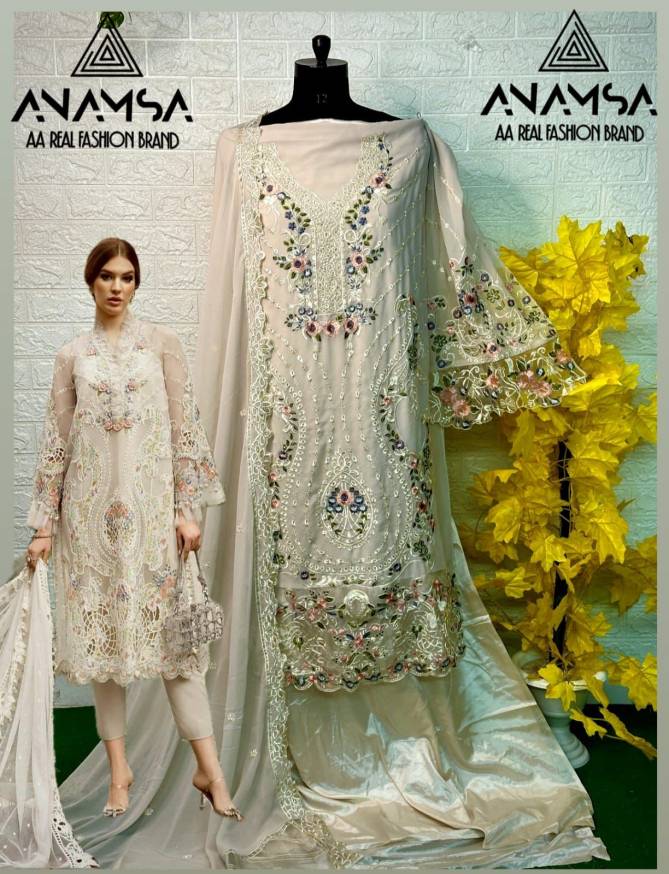 437 Anamsa  Pure Fox Georgette Embroidered Pakistani Suits Wholesale Clothing Suppliers In India