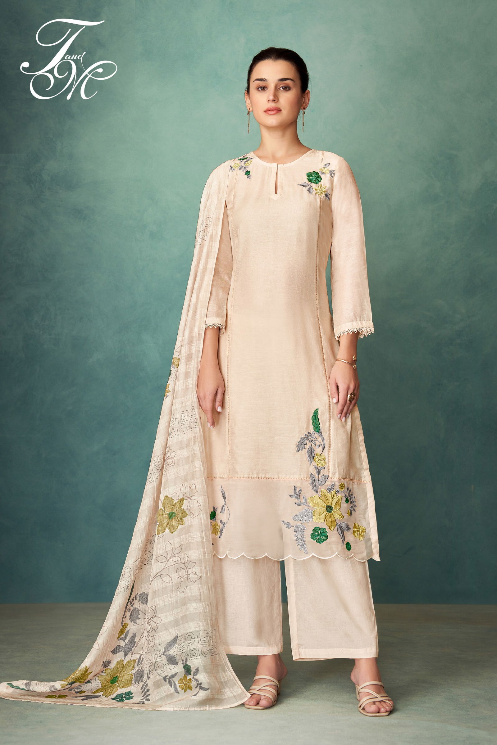 Satakshi By T&M Pure Linen Embroidery Dress Material Suppliers In India