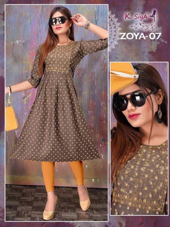 K Siya Zoya 01 Latest Regular Wear Rayon Printed Kurti Collection