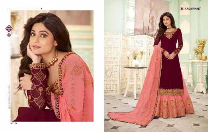 New Designer Heavy Embroidery Work Wedding Suit With Sharara And Dupatta With Four Sided Border