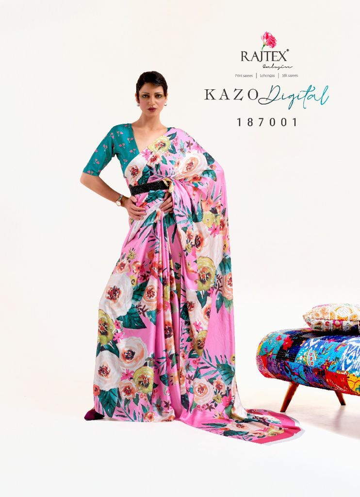 Kazo Digital By Rajtex Japan Satin Crepe Designer Saree Orders In India