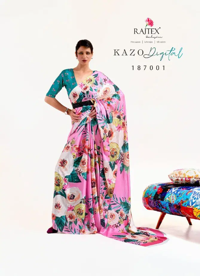 Kazo Digital By Rajtex Japan Satin Crepe Designer Saree Orders In India