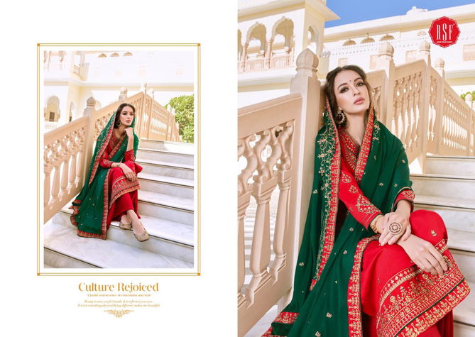 Rsf Neera Latest Festive Wear Pure Chinon PARAM Para Silk fabric With Full Body Embroidery Neck Sleeves Daman Work With Full Diamond Work Salwar Suits Collection