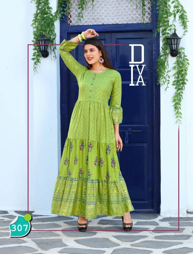 Trendy Tanishq Fancy Ethnic Wear Long Rayon Printed Designer Kurti Collection