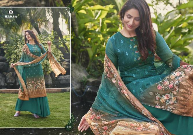HANSA BHAVYA Latest Fancy Festive Wear Georgette Digital Print With Work Heavy Salwar Suit Collection