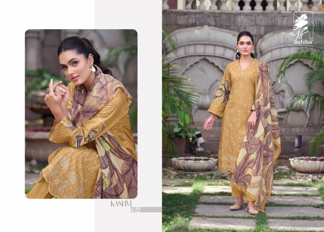 Kashvi By Sahiba Embroidery Printed Cotton Dress Material Wholesale Shop In Surat