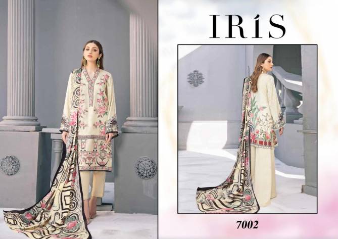 Iris 7 Printed Pure Cotton top With Mal Mal Dupatta Karachi Dress Material Collection
