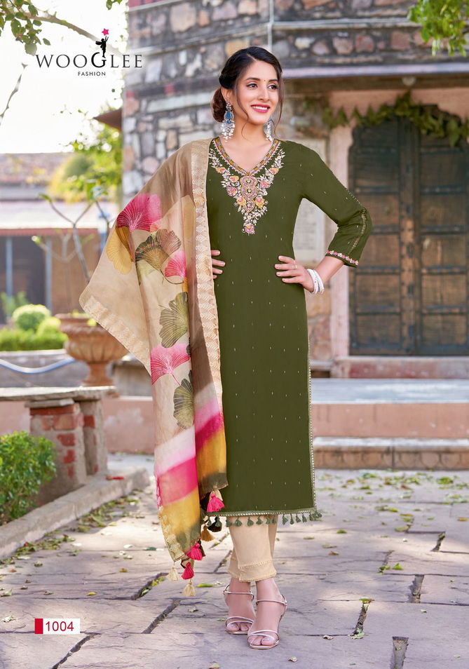 Lamha By Wooglee Rayon Weaving Designer Kurti With Bottom Dupatta Exporters In India