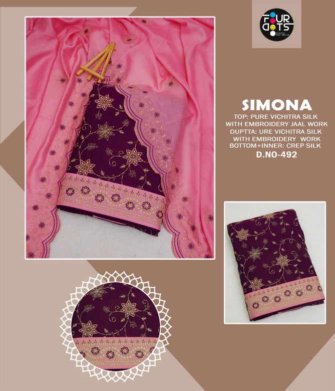 Simona By Four Dots Dn 491 To 494 Series Non Catalog Dress Material Wholesalers In Delhi