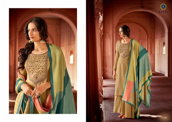 Kalki Hushna Pure Self Woven Pashmina Negative Print Designer Embroidered Party Wear Plazzo Suit Collection