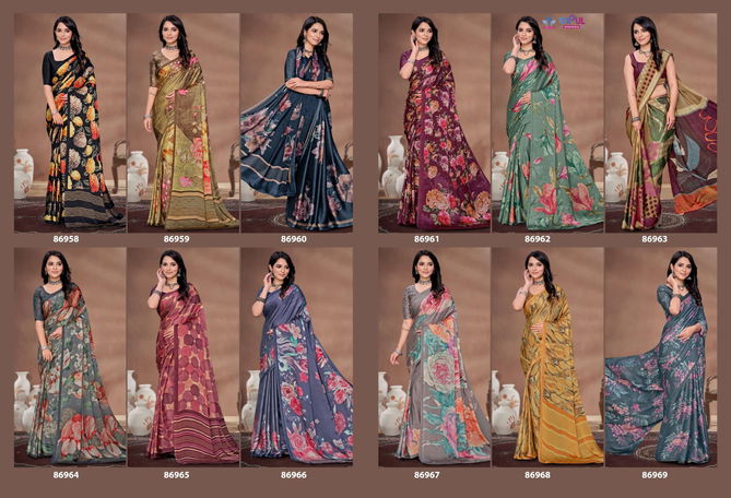 Akasaa By Vipul Satin Silk Daily Wear Saree Suppliers In India