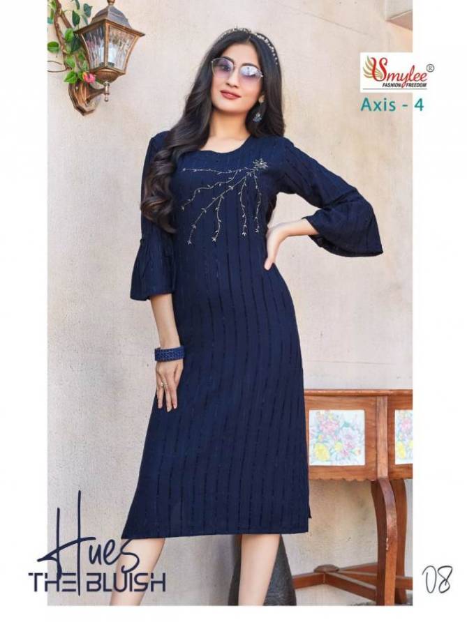 Smylee Axis 4 Fancy Party Wear Rayon Lining Designer Kurti Collection