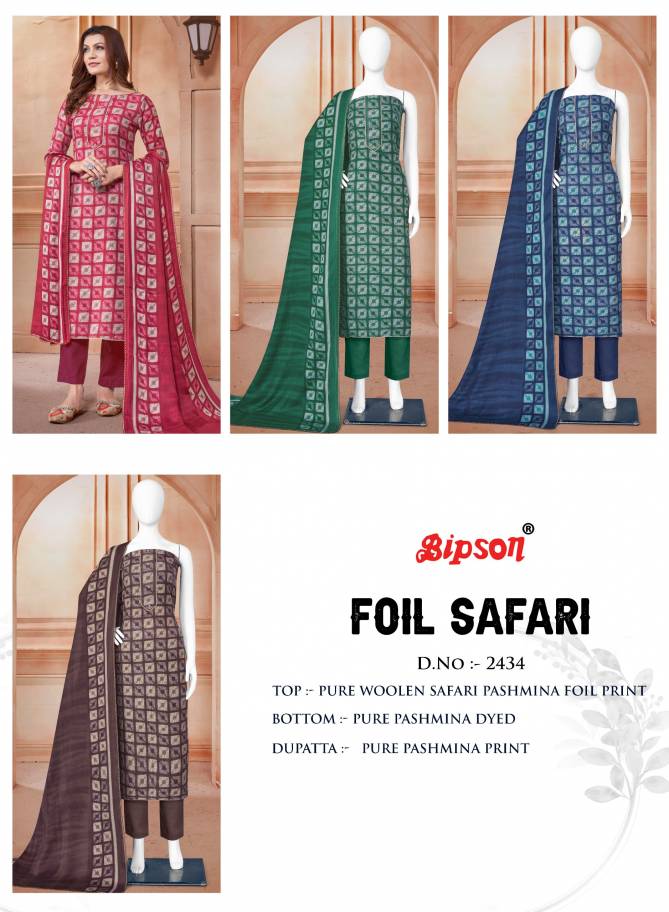 Bipson Safari 2434 Printed Wool Pashmina Dress Material Catalog