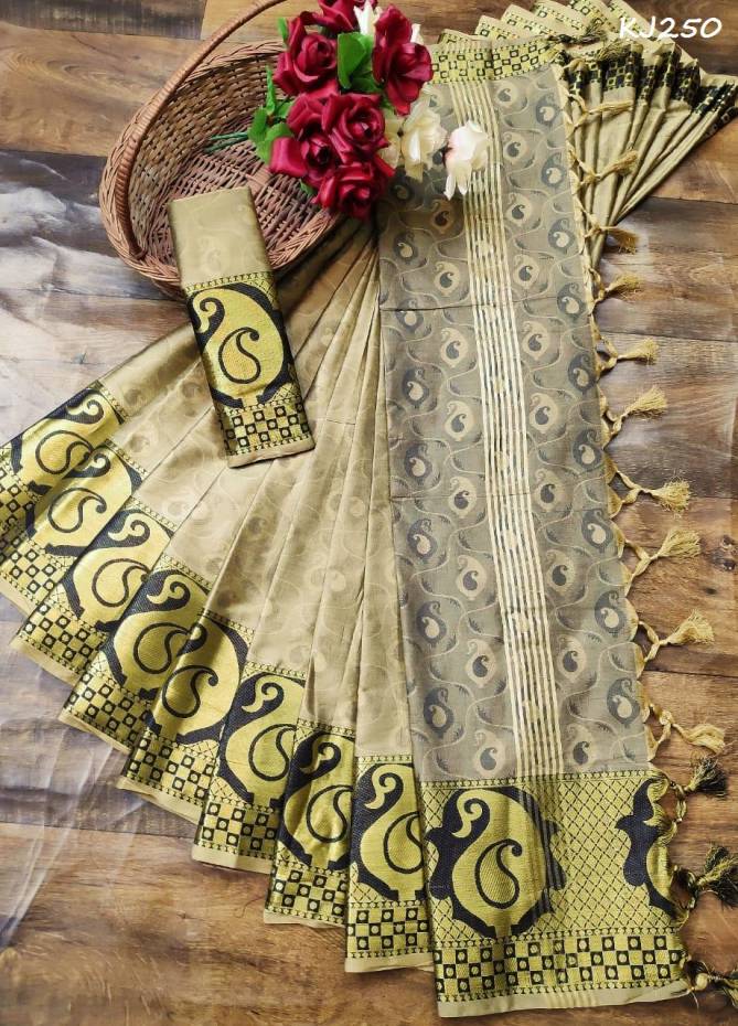 KJ Latest Designer Party Wear Wedding Saree Collection Having Wonderful Border 