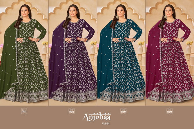 Anjubaa Vol 24 Faux Georgette Anarkali Dress Material Catalog