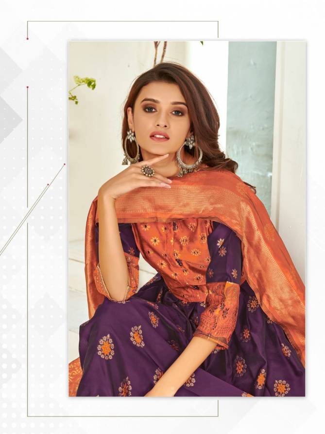 Rnx Minakri Daman Ethnic Wear Designer Silk Anarkali Kurti With Dupatta Collection
