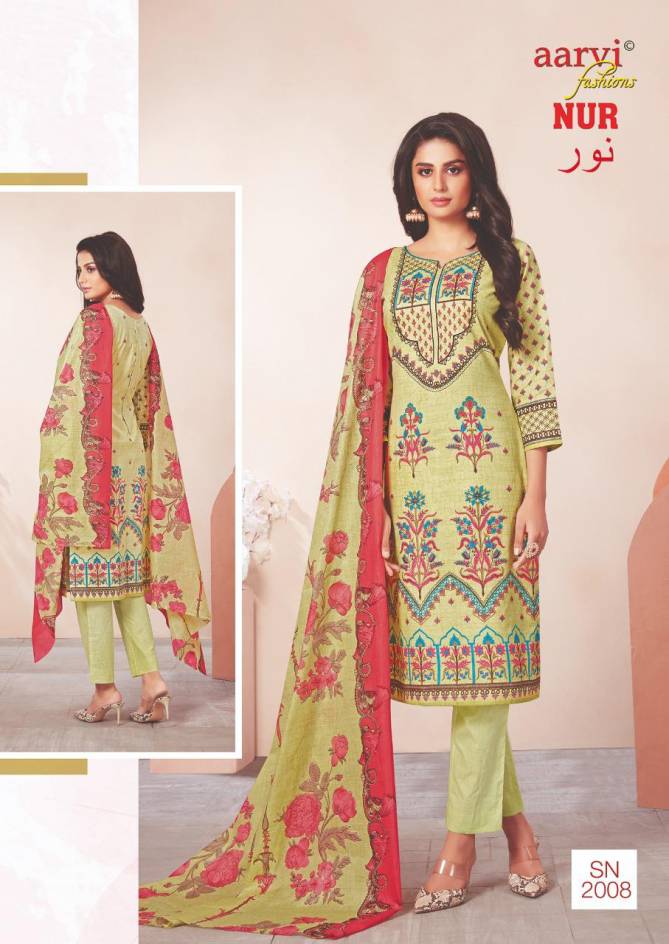 Aarvi Nur Lawn Collection 2 Printed Cotton Dress Materials Collection
