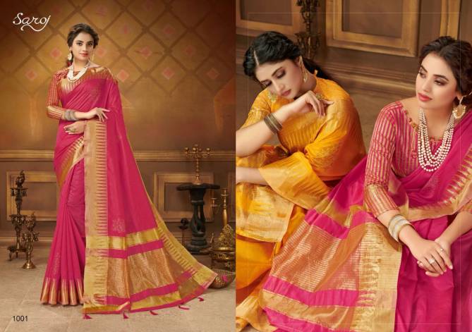 Saroj Juhi Cotton Silk Latest fancy Festive Wear Designer Cotton Sarees Collection
