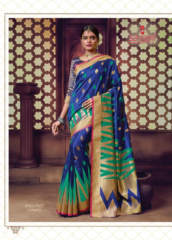 Sangam Zamdani Latest Fancy Designer Festive Wear Handloom Cotton Sarees Collection
