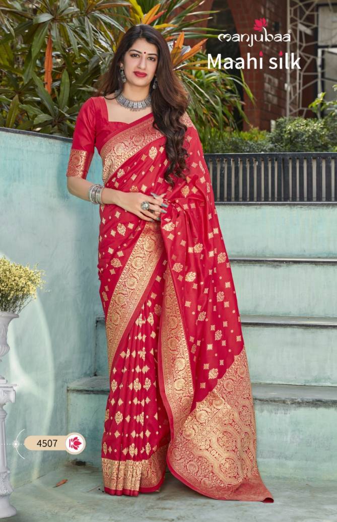 Manjubaa Maahi Latest fancy Heavy Silk Festive Wear Soft silk weaving Sarees Collection