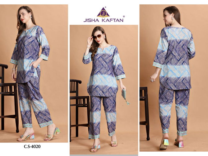 Co Ord Set Vol 7 By Jisha Printed Polyester Silk Kaftan Cord Set Islamic Kaftan Suppliers In India