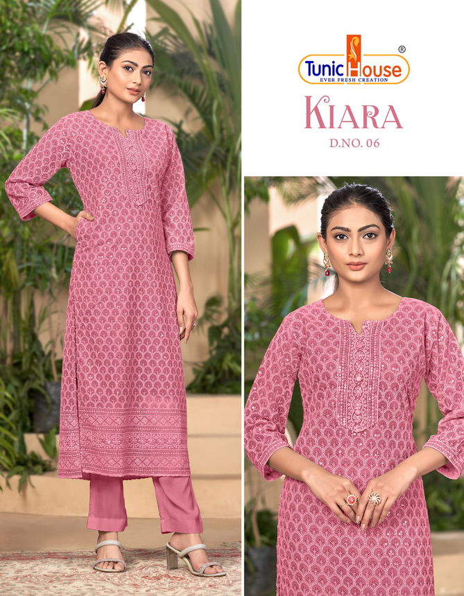 kiara 06 By Tunic House Size Set Georgette Lucknowi Work Designer Kurtis Wholesale Online
