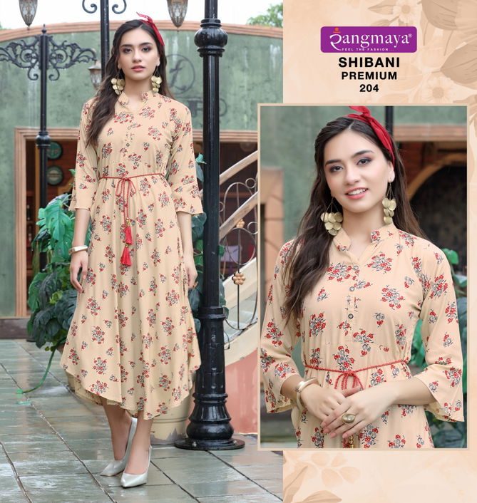 Rang Maya Shibani Premium 2 Rayon Printed Ethnic Wear Designer Fancy Long Kurti Collection
