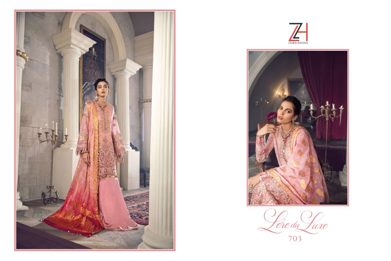 Zaura Hassan Leredu Luxe Latest Designer Heavy Butterfly Net With Heavy Embroidery Work Salwar Suit Collection 