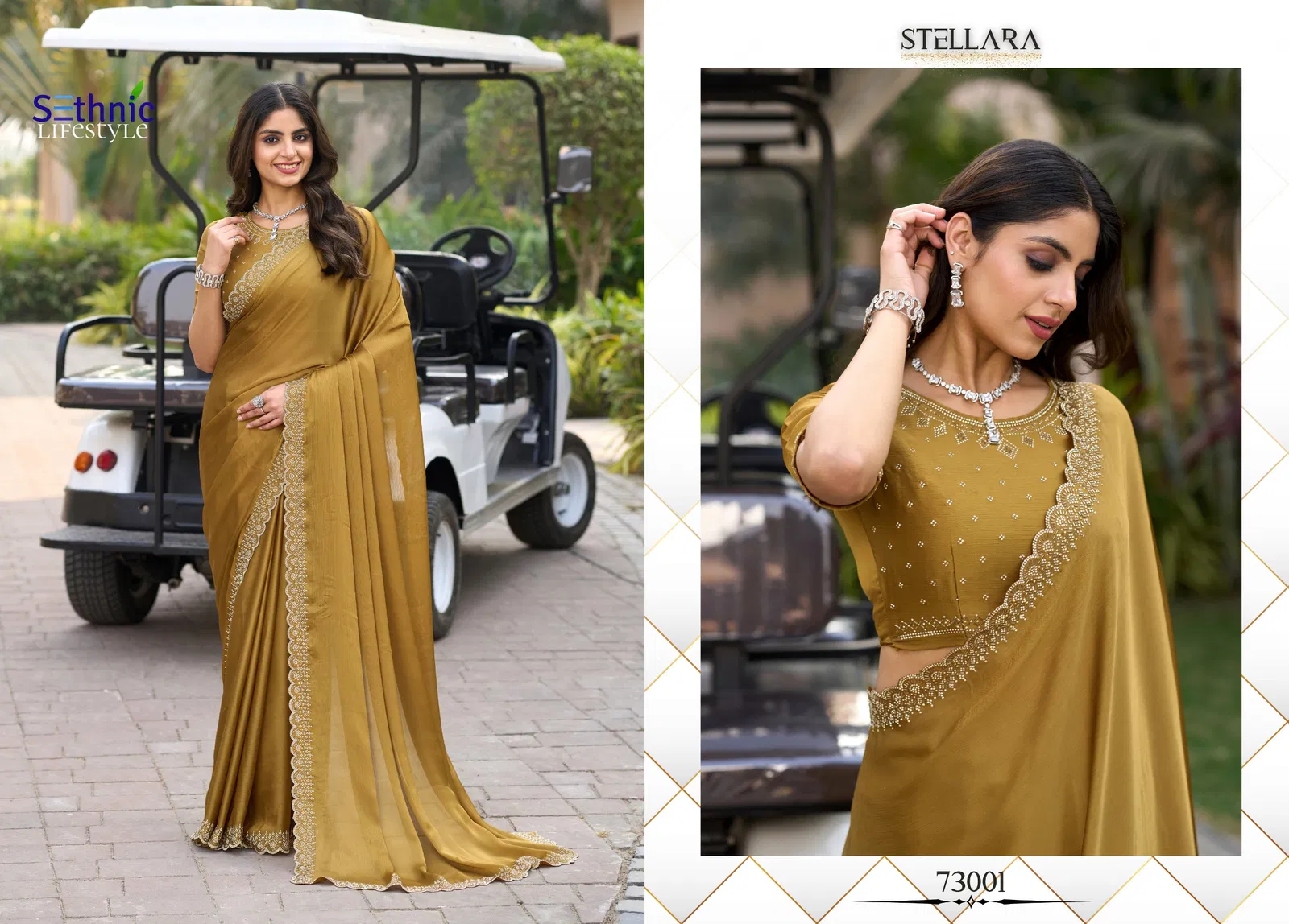 Stellara By Sethnic Satin Chiffon Designer Wear Saree Orders In India