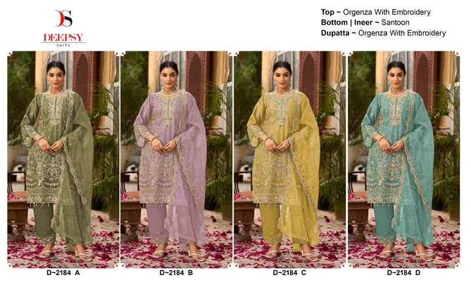 D 2184 A To D By Deepsy Organza Pakistani Suits Wholesale Shop In Surat