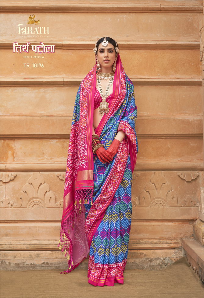 Tirth Patola By Trirath Silk Printed Wedding Wear Sarees Wholesale In India