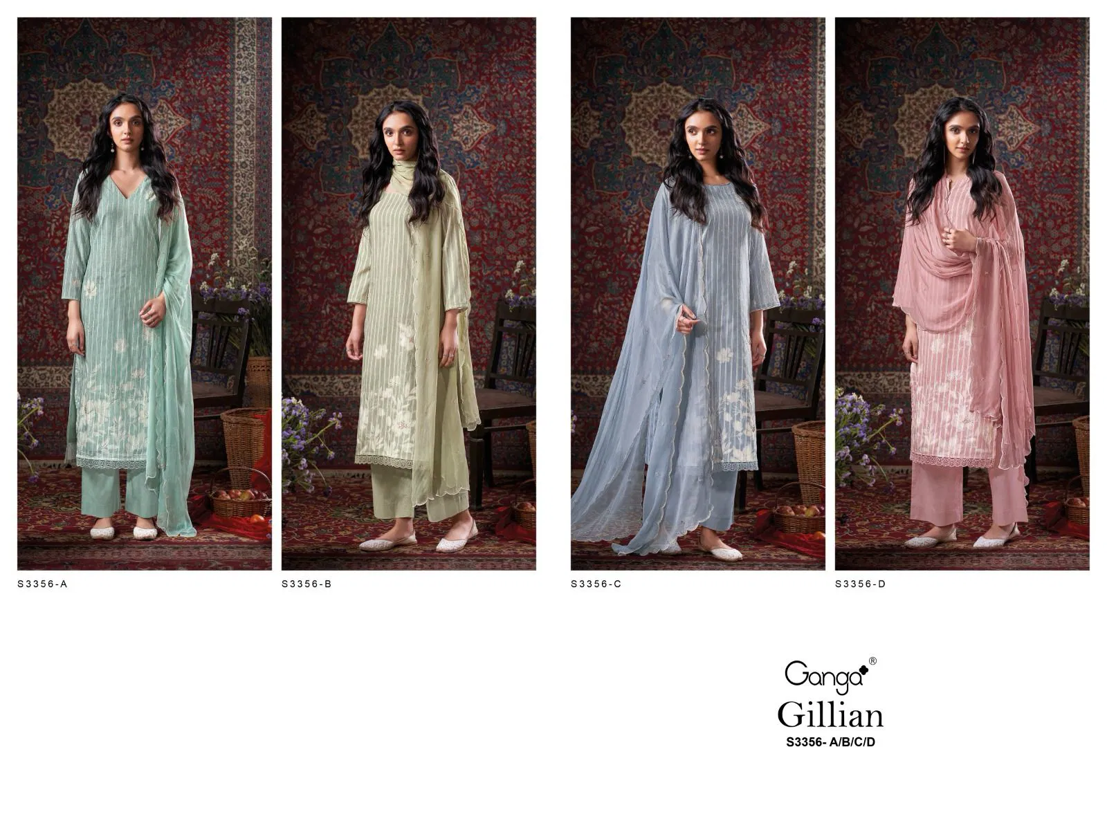 Gillian 3356 by Ganga Cotton Dobby Printed Surat Salwar Suit Wholesale Market